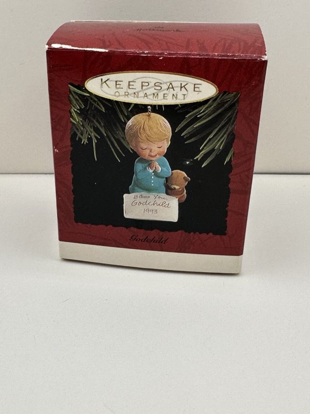 Hallmark Keepsake Ornament Vintage Bless You Godchild 1993
